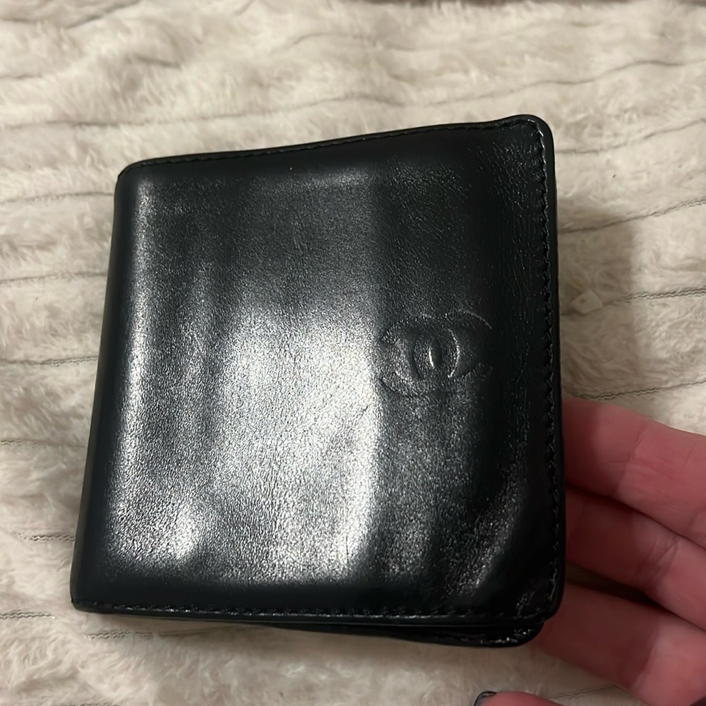 CHANEL Black  Caviar Bifold Wallet Mens Womens Unisex Vintage Authentic